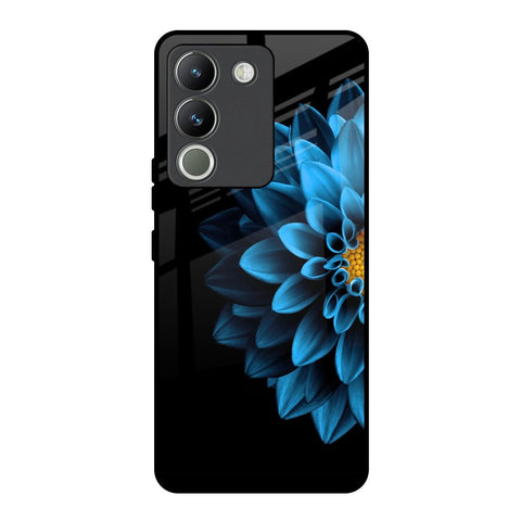 Half Blue Flower Glossy Case for Vivo Y200 5G