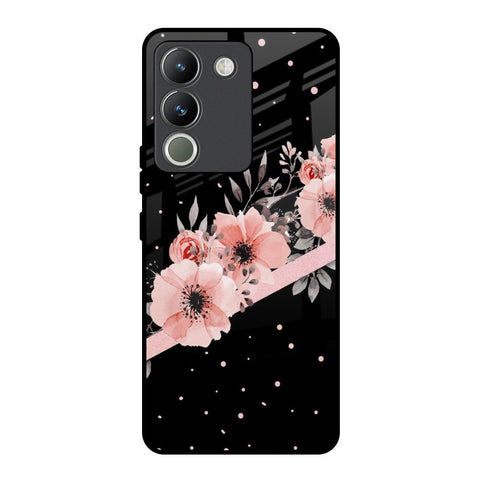 Floral Black Band Glossy Case For Vivo Y200 5G
