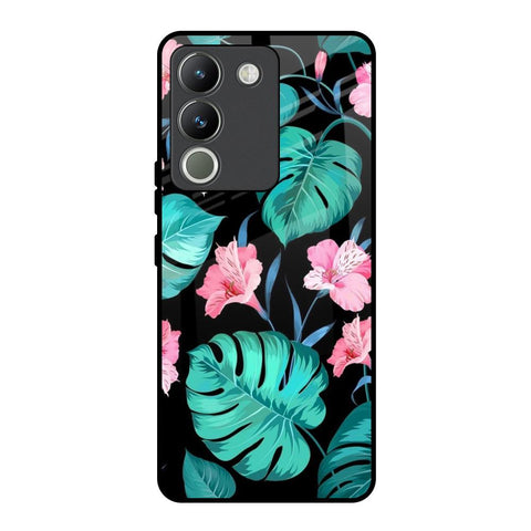 Tropical Leaves & Pink Flowers Glossy Case for Vivo Y200 5G