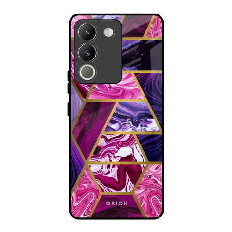 Electroplated Geometric Marble Glossy Case for Vivo Y200 5G