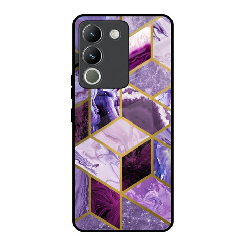 Purple Rhombus Marble Glossy Case for Vivo Y200 5G