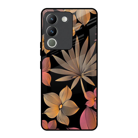 Lines Pattern Flowers Glossy Case for Vivo Y200 5G