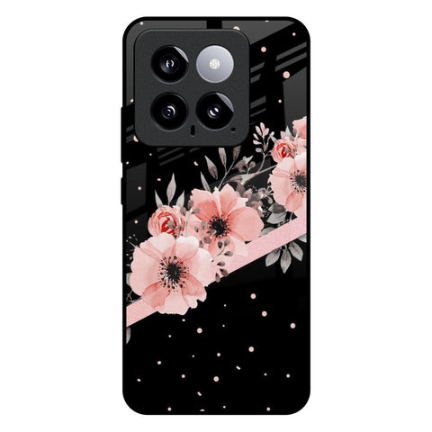 Floral Black Band Glossy Case For Mi 14