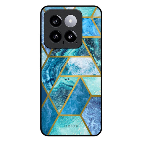 Turquoise Geometrical Marble Glossy Case for Mi 14