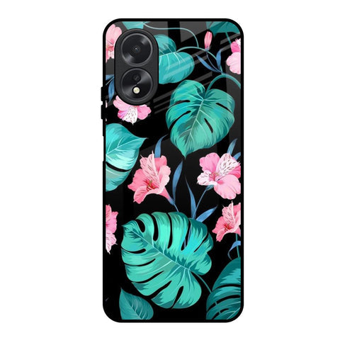 Tropical Leaves & Pink Flowers Glossy Case for Oppo A18