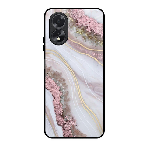 Pink & Gold Gllitter Marble Glossy Case for Oppo A18