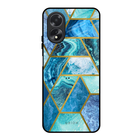 Turquoise Geometrical Marble Glossy Case for Oppo A18