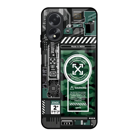 Green Camo Circuit Glossy Case for Oppo A38
