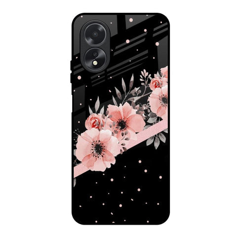 Floral Black Band Glossy Case For Oppo A38