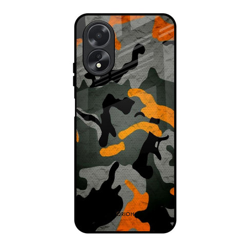 Camouflage Orange Glossy Case For Oppo A38