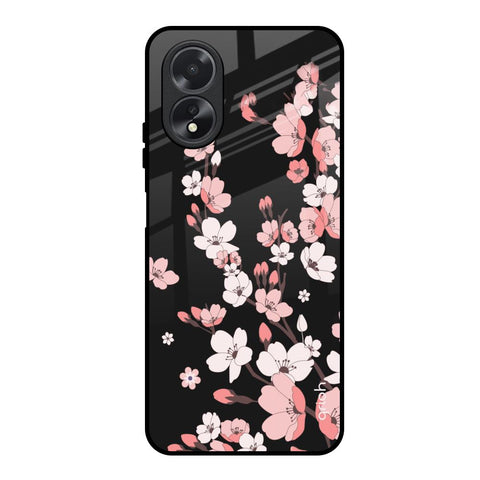 Black Cherry Blossom Glossy Case for Oppo A38