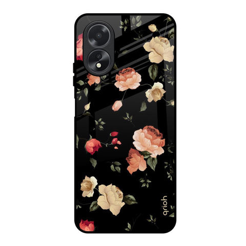 Black Spring Floral Glossy Case for Oppo A38