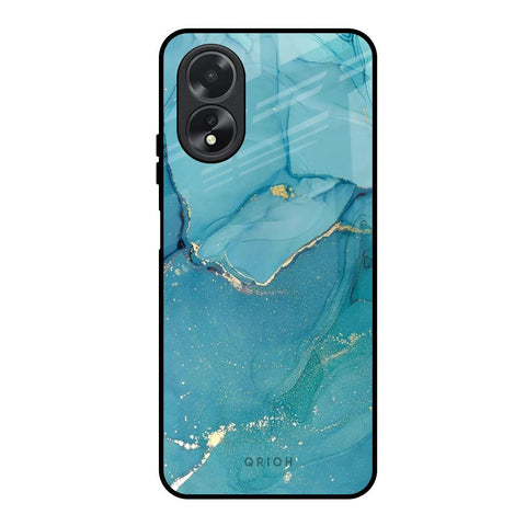 Blue Golden Glitter Glossy Case for Oppo A38