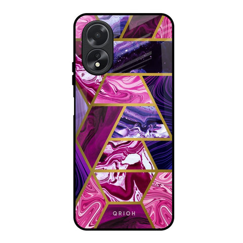 Electroplated Geometric Marble Glossy Case for Oppo A38