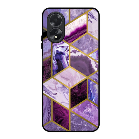 Purple Rhombus Marble Glossy Case for Oppo A38