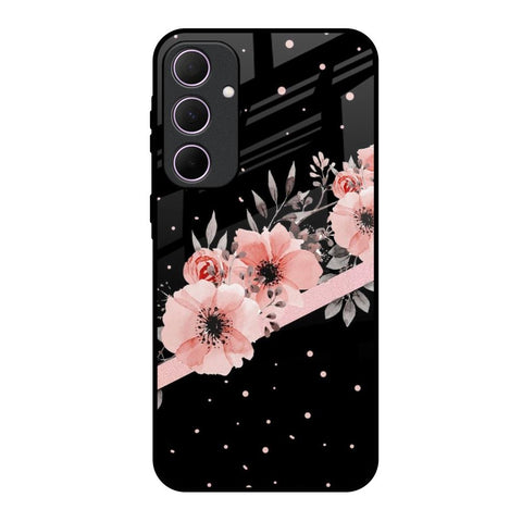 Floral Black Band Glossy Case For Samsung Galaxy A35 5G