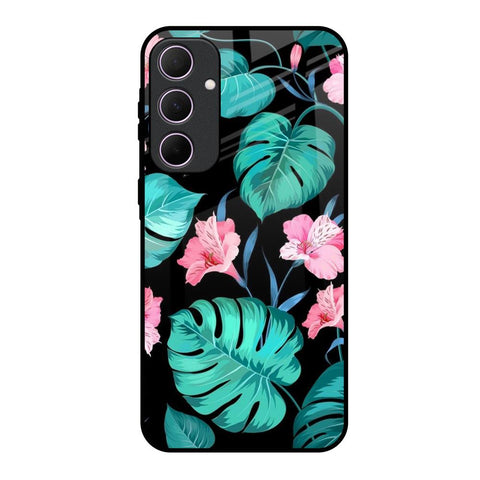 Tropical Leaves & Pink Flowers Glossy Case for Samsung Galaxy A35 5G