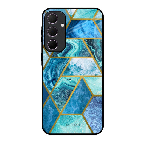 Turquoise Geometrical Marble Glossy Case for Samsung Galaxy A35 5G