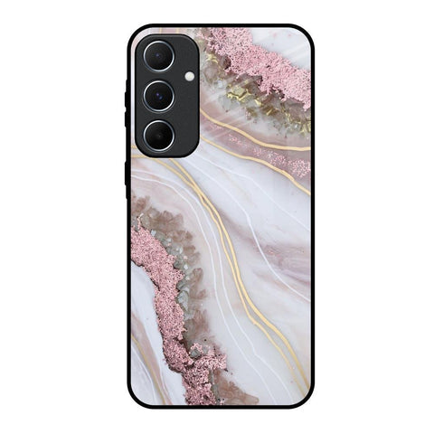 Pink & Gold Gllitter Marble Glossy Case for Samsung Galaxy A55 5G