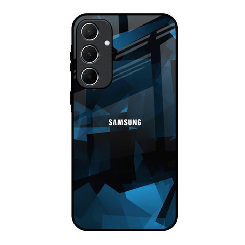 Polygonal Blue Box Glossy Case For Samsung Galaxy A55 5G