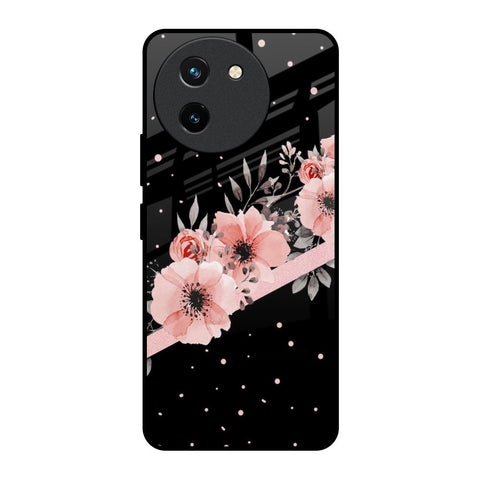 Floral Black Band Glossy Case For Vivo T3X 5G