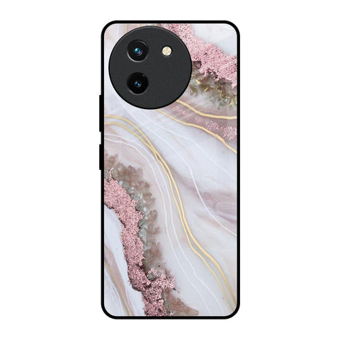 Pink & Gold Gllitter Marble Glossy Case for Vivo T3X 5G