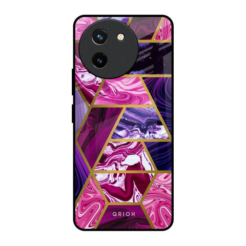 Electroplated Geometric Marble Glossy Case for Vivo T3X 5G