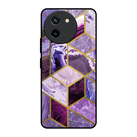 Purple Rhombus Marble Glossy Case for Vivo T3X 5G