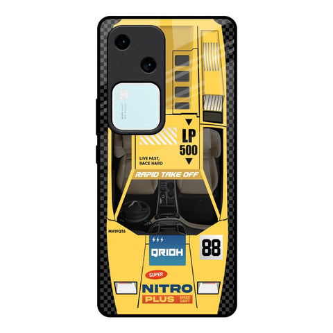 Yellow Racing Car Glossy Case for Vivo V30 5G