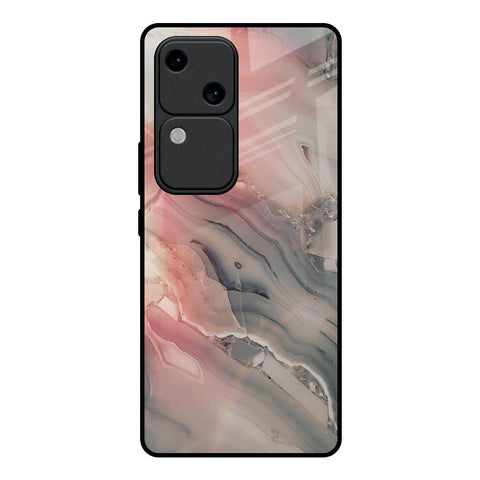 Pink And Grey Marble Glossy Case For Vivo V30 5G