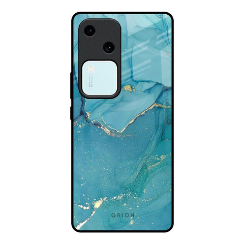Blue Golden Glitter Glossy Case for Vivo V30 5G