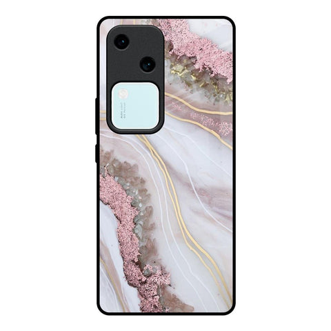 Pink & Gold Gllitter Marble Glossy Case for Vivo V30 5G