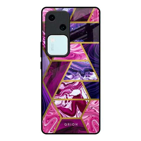 Electroplated Geometric Marble Glossy Case for Vivo V30 5G