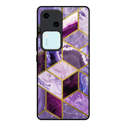 Purple Rhombus Marble Glossy Case for Vivo V30 5G