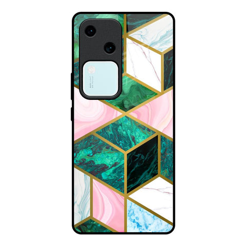 Seamless Green Marble Glossy Case for Vivo V30 5G