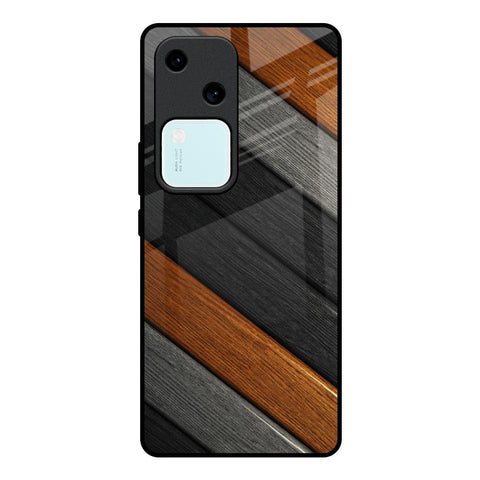 Tri Color Wood Glossy Case for Vivo V30 5G
