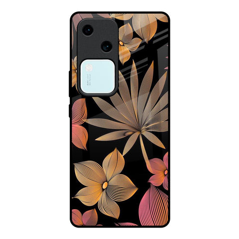 Lines Pattern Flowers Glossy Case for Vivo V30 5G