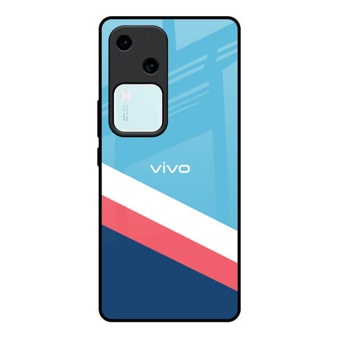 Pink & White Stripes Glossy Case For Vivo V30 5G