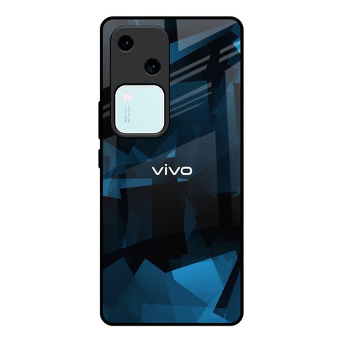 Polygonal Blue Box Glossy Case For Vivo V30 5G