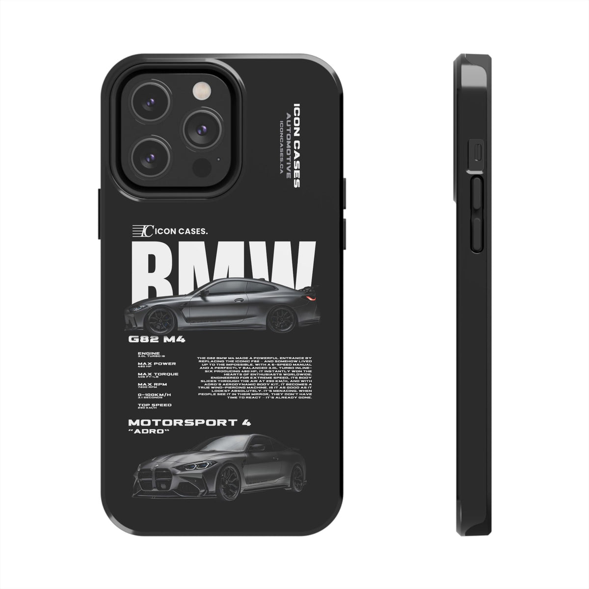 BMW M4 (G82) Black Premium Tough Shining Phone Case (Double Layer) Available For All iPhone Models