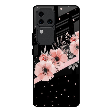Floral Black Band Glossy Case For Vivo V30 Pro 5G