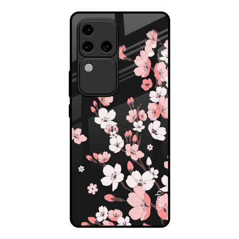 Black Cherry Blossom Glossy Case for Vivo V30 Pro 5G