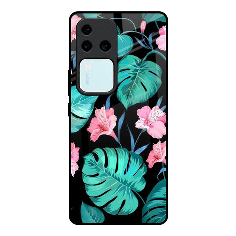 Tropical Leaves & Pink Flowers Glossy Case for Vivo V30 Pro 5G