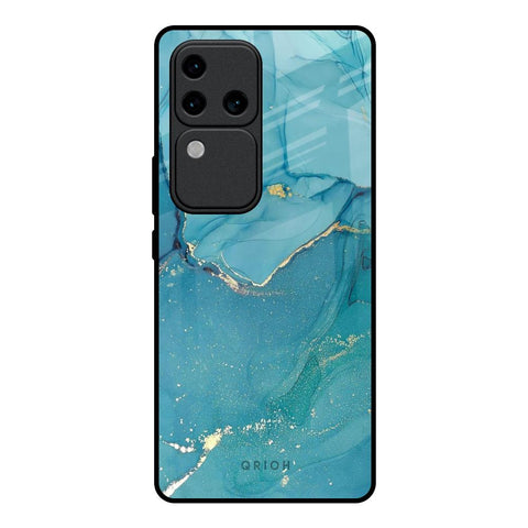 Blue Golden Glitter Glossy Case for Vivo V30 Pro 5G