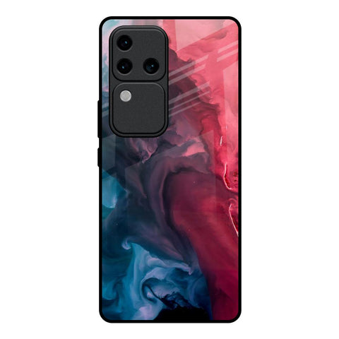 Blue & Red Smoke Glossy Case for Vivo V30 Pro 5G