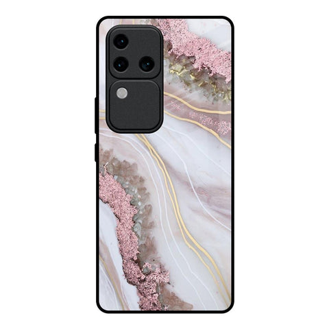 Pink & Gold Gllitter Marble Glossy Case for Vivo V30 Pro 5G