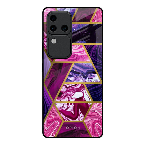 Electroplated Geometric Marble Glossy Case for Vivo V30 Pro 5G
