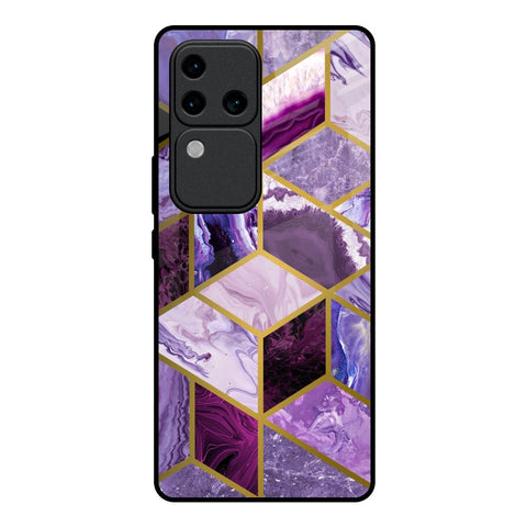 Purple Rhombus Marble Glossy Case for Vivo V30 Pro 5G