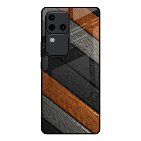 Tri Color Wood Glossy Case for Vivo V30 Pro 5G