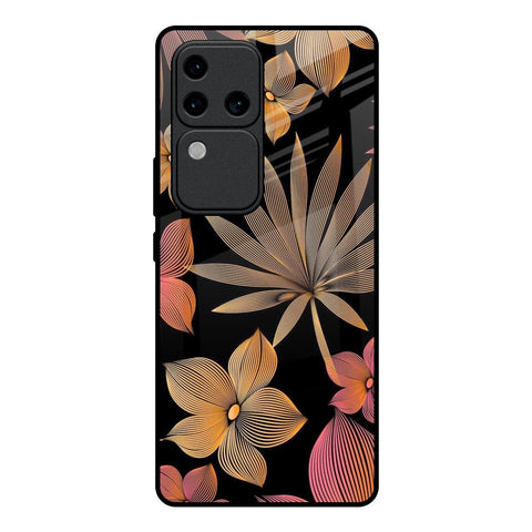 Lines Pattern Flowers Glossy Case for Vivo V30 Pro 5G